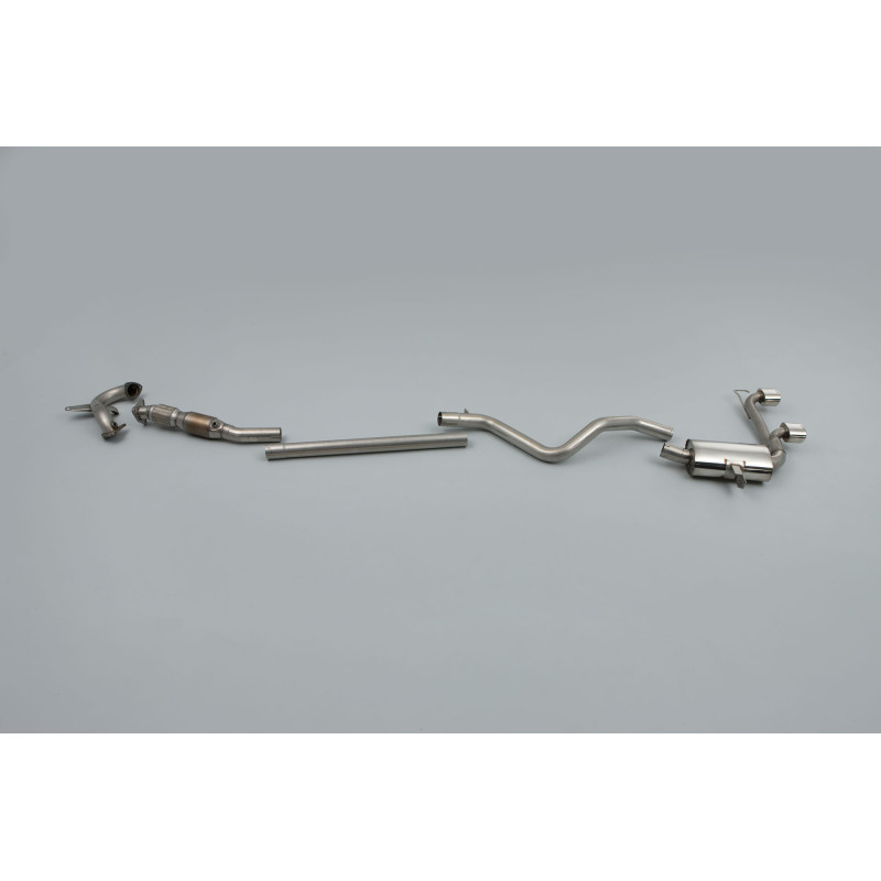 Linea completa Milltek Renault Megane 2, con downpipe e catalizzatore Hi-Flow non risonato, uscite doppie GT80-Lite lucidate