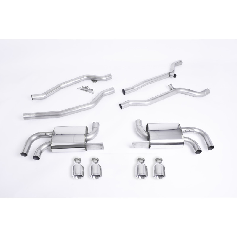 Catback Milltek Porsche Cayenne 958 Turbo Ph.1 4.8 V8 2010-2014 - Sin silenciadores primarios - salidas Quad GT100 pulidas