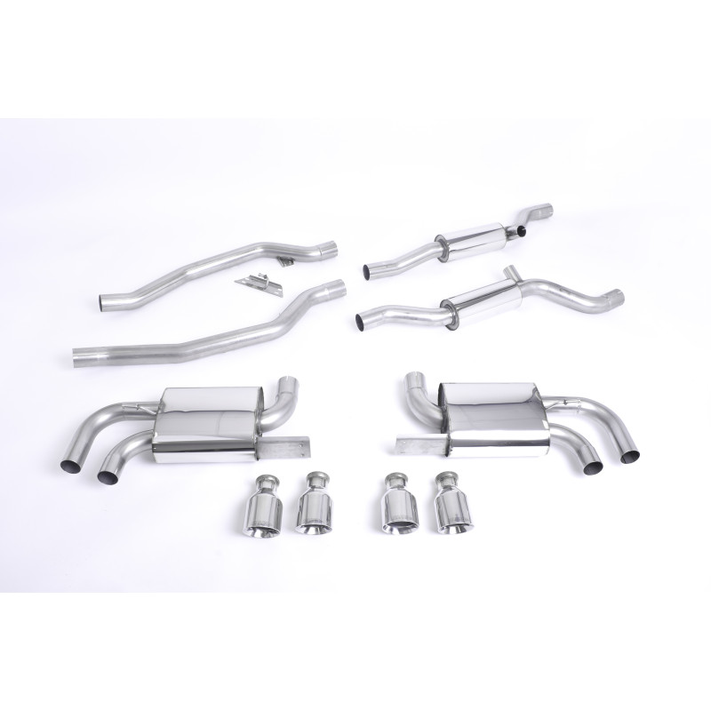 Cat-Back-Anlage Milltek Porsche Cayenne 958 Turbo Ph.1 4.8 V8 2010-2014 - mit Vorschalldämpfern - Quad-Endrohre GT100 poliert