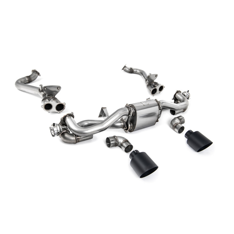 Scarico cat-back Milltek Porsche Boxster 718, Cayman 718 - con sostituzione DPF - terminali Dual GT115 Cerakote nero - Prima del