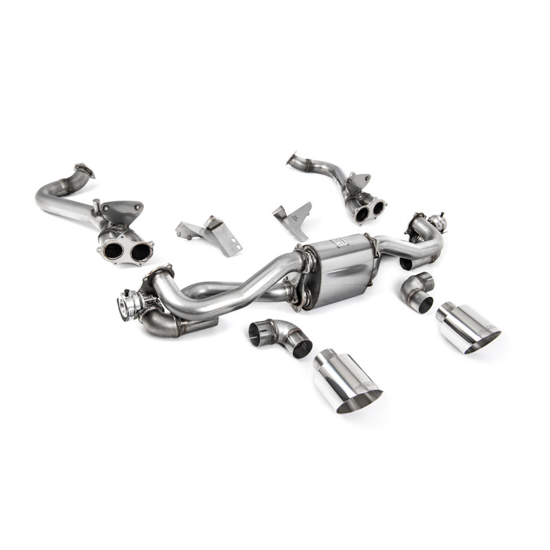 Scarico cat-back Milltek Porsche Boxster 718, Cayman 718 - con tubo sostitutivo DPF - terminali doppi GT115 lucidati - Dopo 02/2