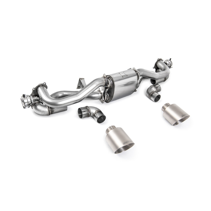 DPF Back Milltek Porsche Boxster 718, Cayman 718: Set with Rear Muffler, Dual GT115 Titanium Tips, Before 02/2020