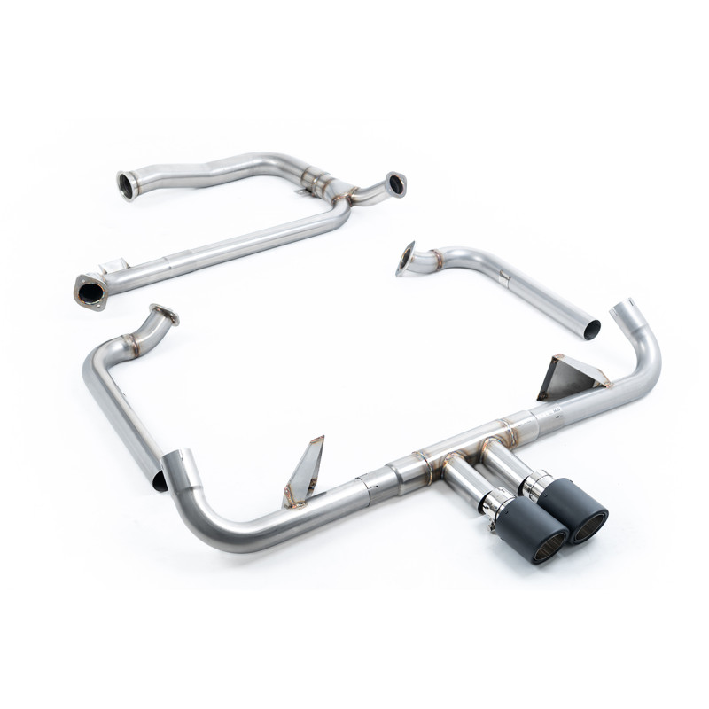 Full exhaust Milltek Porsche Boxster 718, Cayman 718 - With decat pipe + rear muffler replacement - dual Jet-100 carbon tips