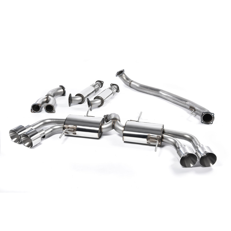 Milltek Race Exhaust System Nissan GT-R R35 3.8 V6 Biturbo 2009-2015 - With Primary Mufflers - Non-Resonated - Quad GT127 Polish