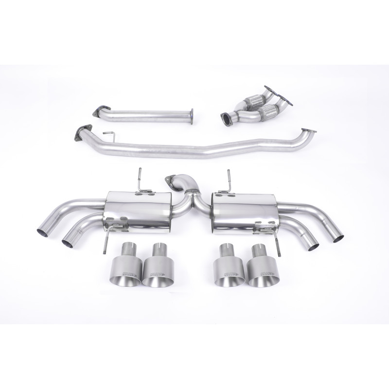 Cat-back Milltek Nissan GT-R R35 3.8 V6 Biturbo 2009-2015 - con Y pipe non risonato - uscita Quad GT127 lucidate