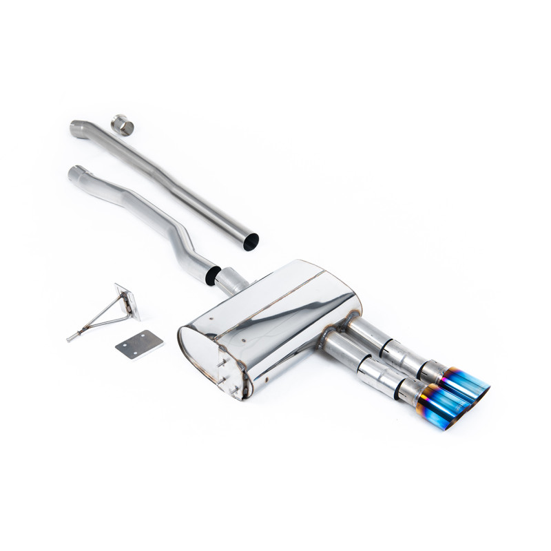 Cat-back Milltek Mini F55 Cooper S 2019-2024 - with DPF bypass - No primary muffler - Twin GT90 Blued Titanium outlets