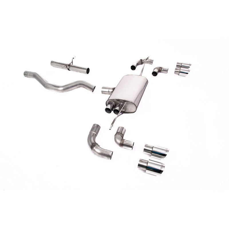 FAP Back / Catback Milltek Land Rover Defender L663 P400 - Sin silenciador primario - colas Quad GT90 pulidas - chasis 90