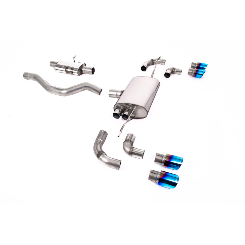 FAP Back / Catback Milltek Land Rover Defender L663 P400 2020-2025 - Con silenciador primario - colas Quad GT90 Titanio azulado