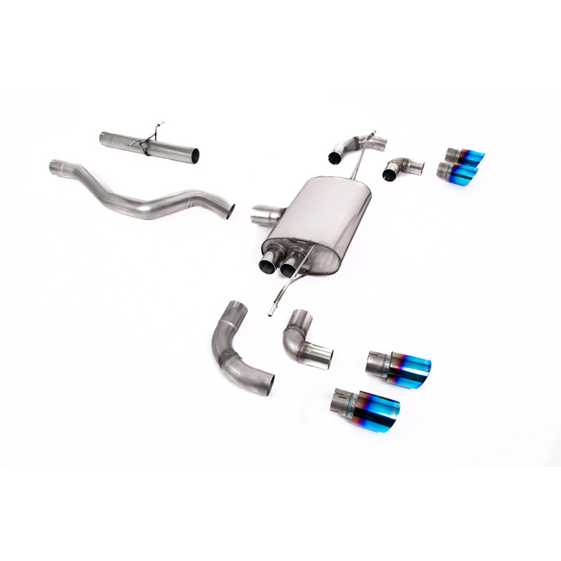 FAP Back / Catback Milltek Land Rover Defender L663 - sin primario - colas Quad GT90 Titanio azulado - chasis 90 - 2.0i