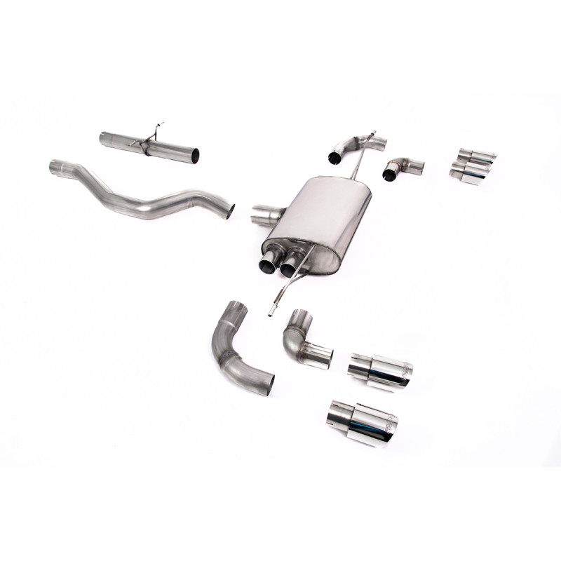FAP Back / Catback Milltek Land Rover Defender L663 - Sans silencieux primaire - sorties Quad GT90 Polies - châssis 90