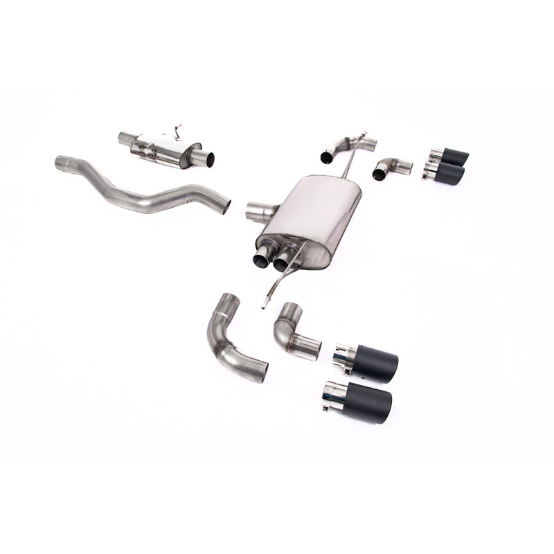 FAP-back / cat-back Milltek Land Rover Defender L663 P300 - P400e - Con silenciador primario - colas Quad Jet-90 Carbono