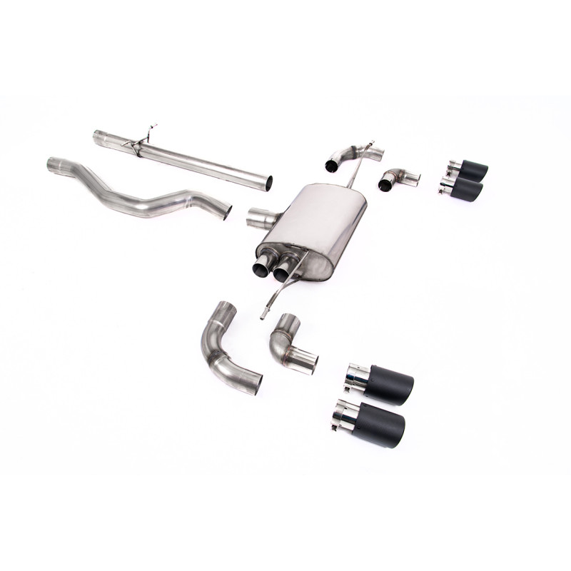 FAP Back / Catback Milltek Land Rover Defender L663 P400 - Sans silencieux primaire - sorties Quad Jet-90 Carbone - châssis 110