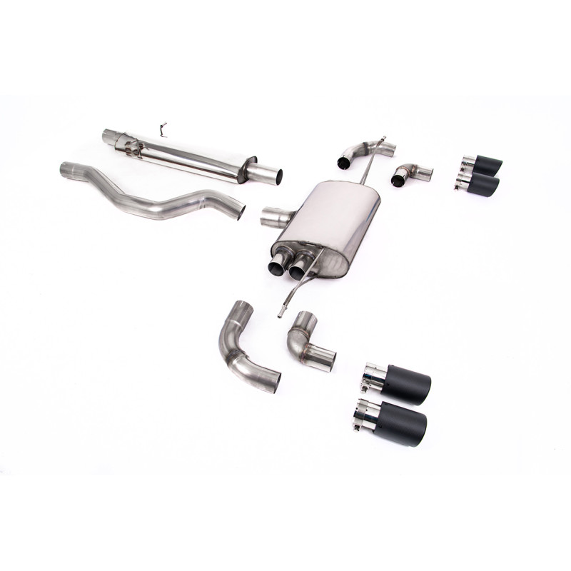 FAP Back / Catback Milltek Land Rover Defender L663 P400 - ECE - con primario - colas Quad Jet-90 Carbono - chasis 110