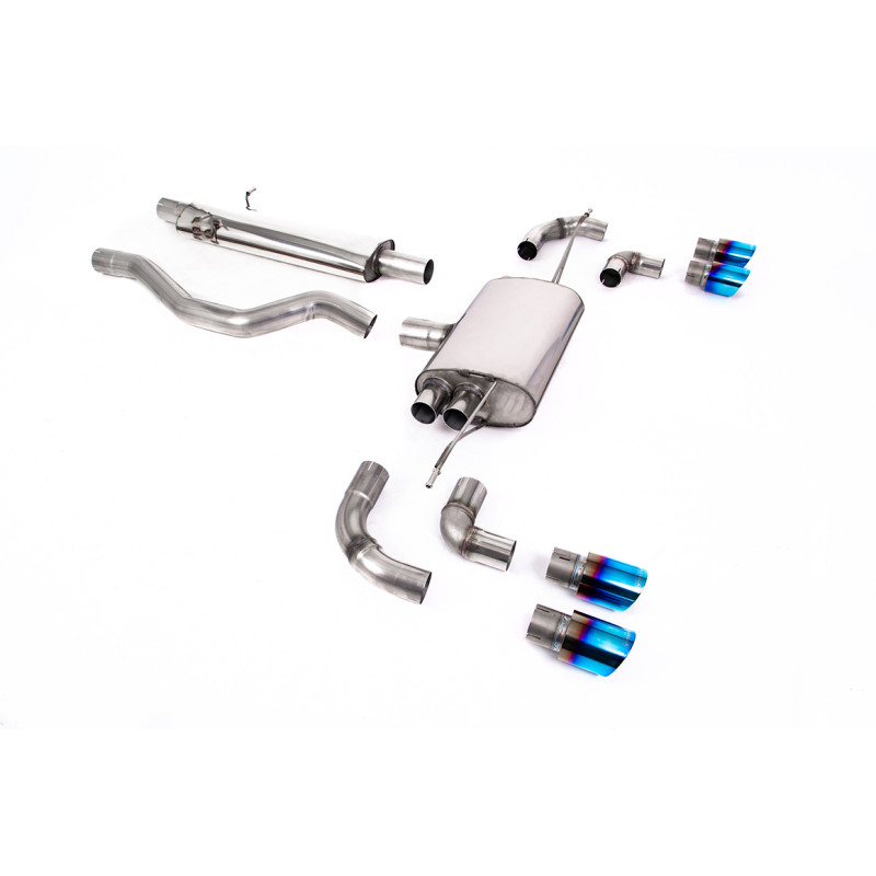 FAP Back / Catback Milltek Land Rover Defender L663 P400 - ECE - avec primaire - sorties Quad GT90 Titane bleui - châssis 110