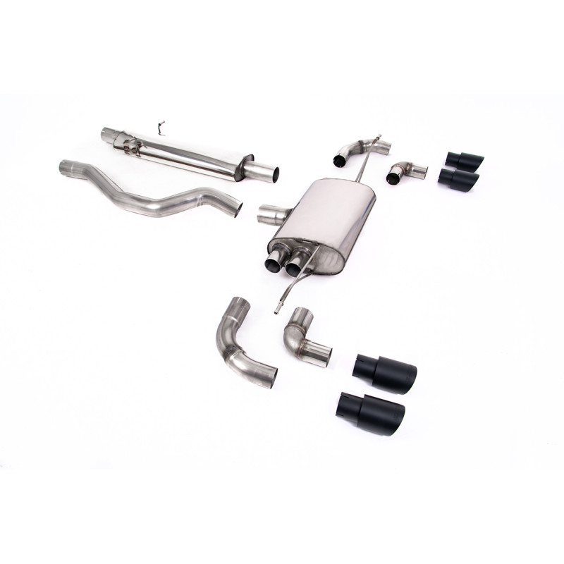 DPF Back / Catback Milltek Land Rover Defender L663 P400 - ECE - con primario - uscite Quad GT90 Cerakote Nero - telaio 110