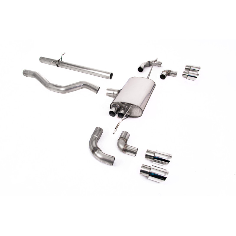 DPF-Back / Cat-Back Milltek Land Rover Defender L663 - Ohne Vorschalldämpfer - Quad-GT90-Endrohre poliert - Chassis 110