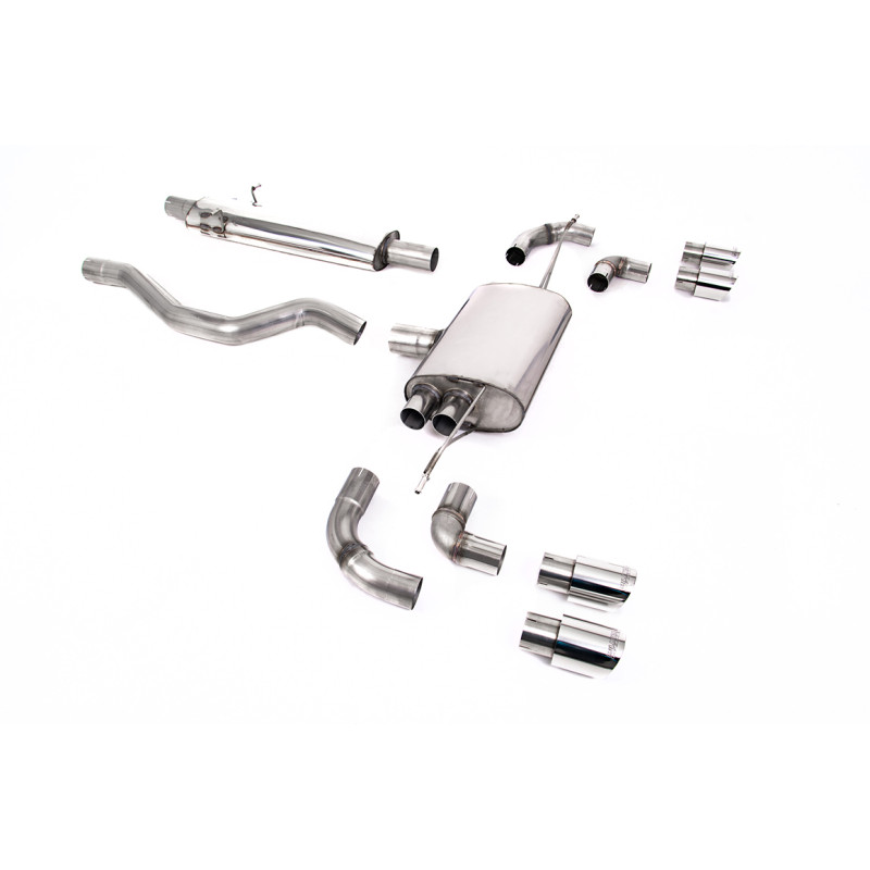 FAP Back / Catback Milltek Land Rover Defender L663 P300 - P400e - ECE - avec primaire - sorties Quad GT90 Polies - châssis 110