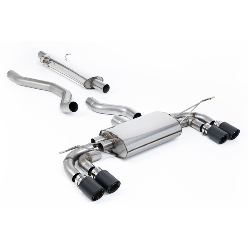 FAP Back / Catback Milltek Land Rover Defender L663 P400 - ECE - con silenziatore primario - uscite Quad Jet-90 Carbonio - telai