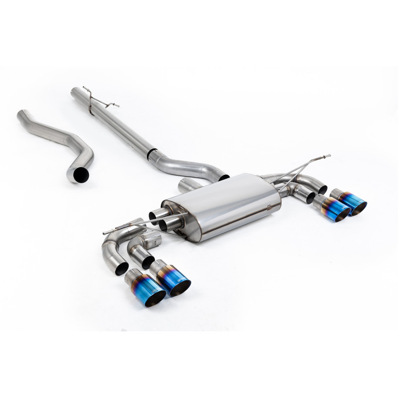 FAP Back / Catback Milltek Land Rover Defender L663 - Sans silencieux primaire - sorties Quad GT90 Titane bleui - châssis 130