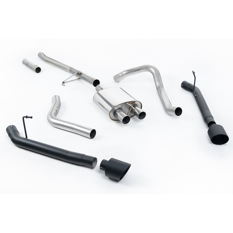 Cat-Back-Anlage Milltek Jeep Gladiator JT, resoniert, Dual GT115 Cerakote Schwarz, Endrohre nach hinten