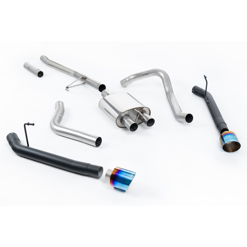 Escape cat-back Milltek Jeep Gladiator JT - resonado - colas Dual GT115 titanio - colas orientadas hacia atrás -