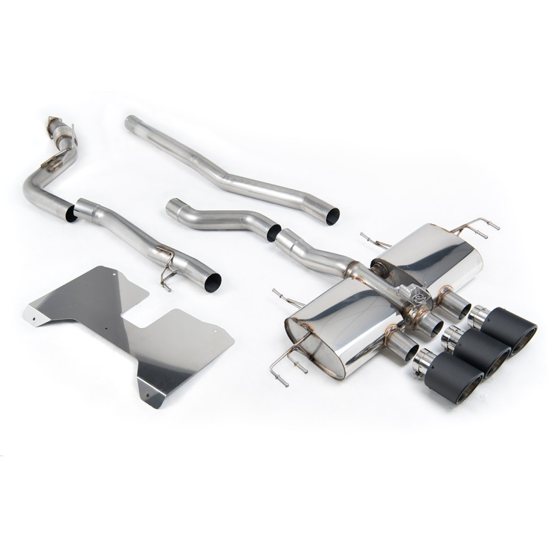 FAP Back / Catback Milltek Honda Civic FL5, sin primario, sin resonador, colas Triple Jet-115 Carbono, Race, con válvulas