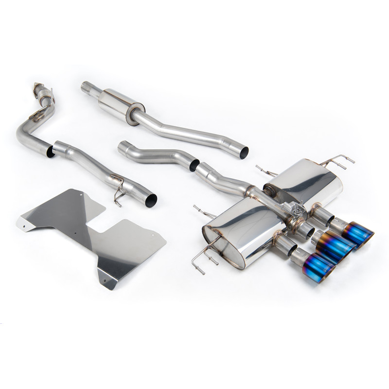 FAP Back / Catback Milltek Honda Civic FL5 - sin silenciador primario, resonado - salidas Triple 1 x 115mm 2 x GT100 Titanio azu