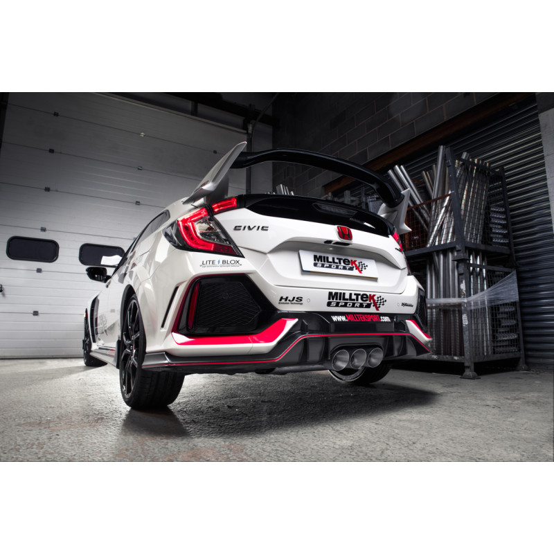 FAP Back / Catback Milltek Honda Civic FK8 Type R 2017-2022 - sans silencieux primaire, résonné - sorties Triple GT100 Titane