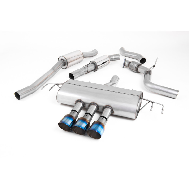 Scarico cat-back Milltek Honda Civic FK7 Si 2015-2020 - Con silenziatore primario e risonante - terminali Triple GT100 Titanio b