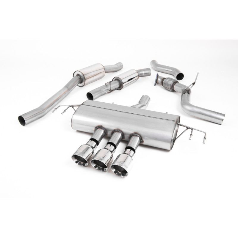 Catback Milltek Honda Civic FK7 Si 1.5T 2015-2020 sin FAP, con silenciador primario y resonado, colas triples GT100 pulidas