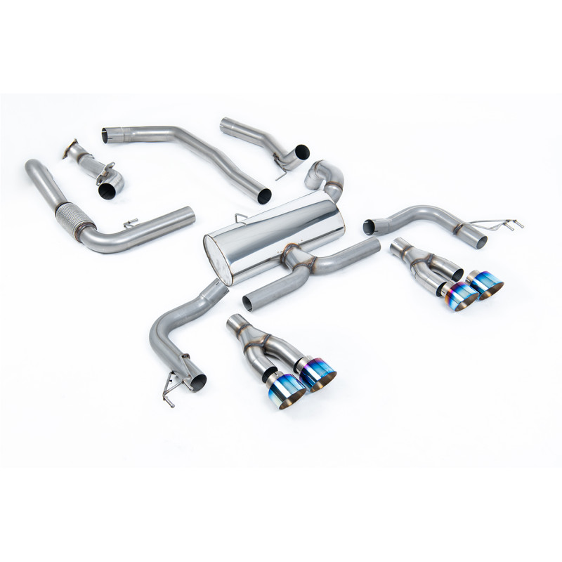 Catback Race Milltek Honda Civic FK2 - Sans silencieux primaire - Avec silencieux AR Race - sorties Quad GT100 Titane bleui