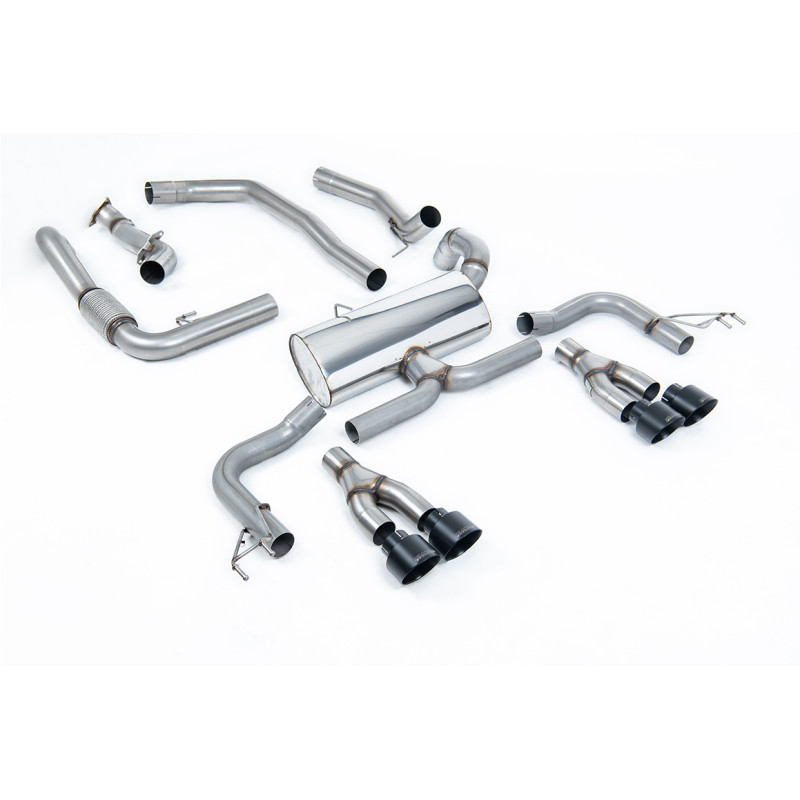 Catback Race Milltek Honda Civic FK2 - ohne Vorschalldämpfer - mit Race-Endschalldämpfer - Quad GT100 Endrohre Cerakote Schwarz