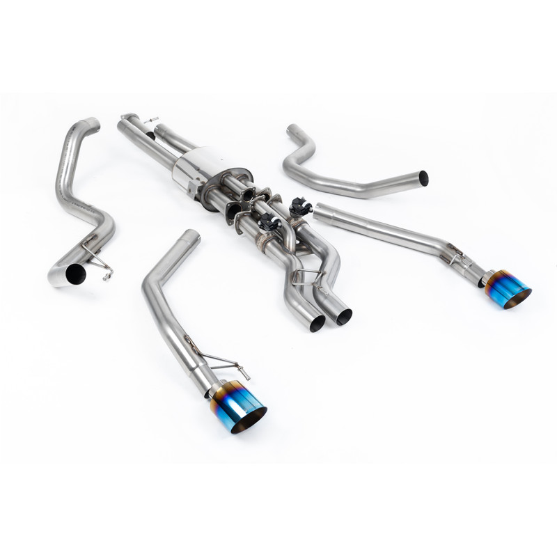 Cat-Back Milltek Ford Ranger Raptor MK4 2023-2025 - mit Resonator - ohne Endschalldämpfer - Dual GT115 Titan blau angelaufen