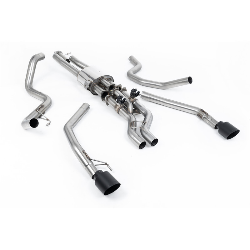 Milltek Cat-Back Ford Ranger Raptor MK4 2023-2025, resonated, no rear muffler, Dual GT115 black Cerakote