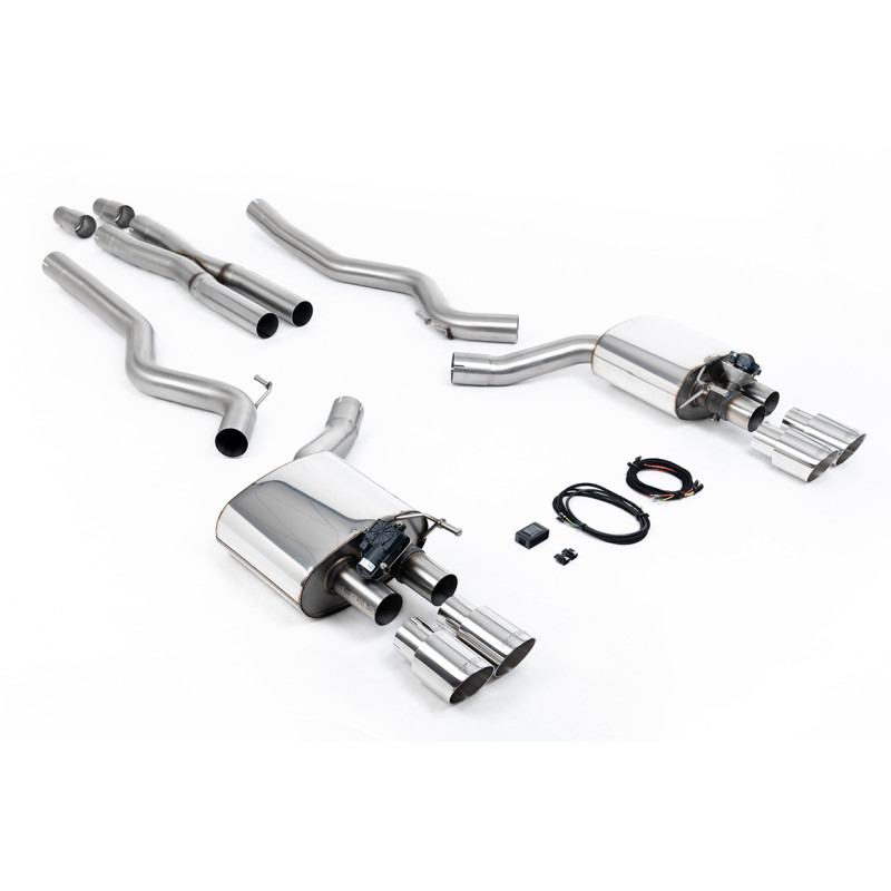 Catback Milltek Ford Mustang MK6 GT 5.0 V8 2015-2018 - Avec X pipe et silencieux AR avec valves - sorties Quad GT90 Polies