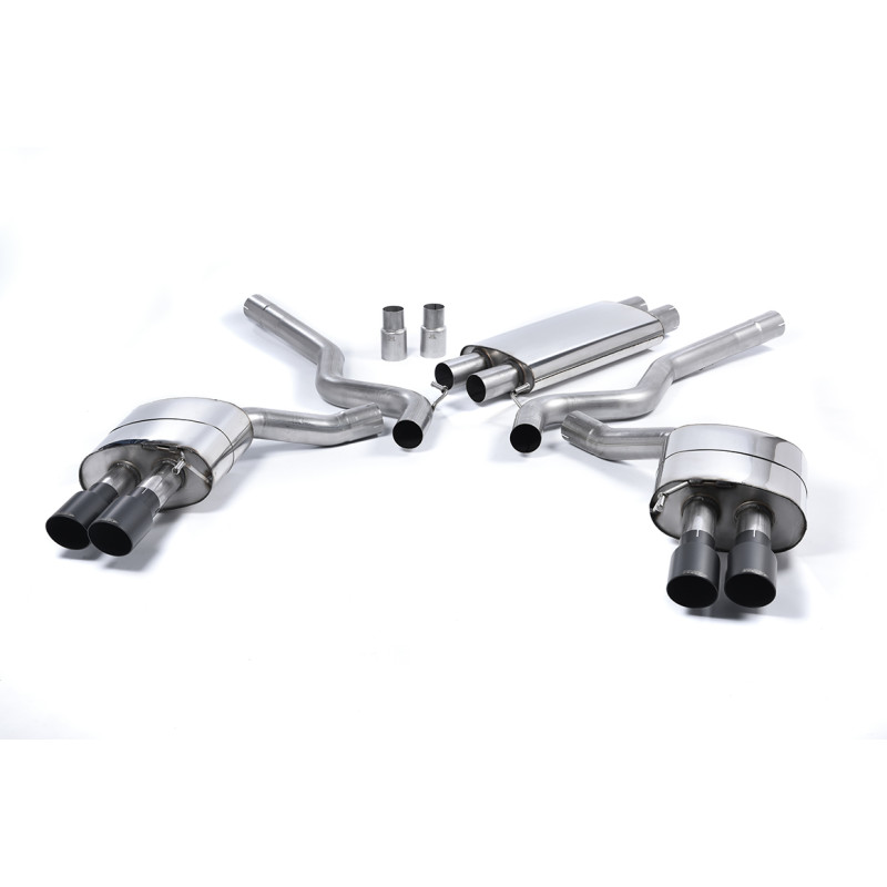 Cat-back Milltek Ford Mustang MK6 GT 5.0 V8 2015-2018 - Con silenciador primario - colas Quad GT90 Cerakote Negro