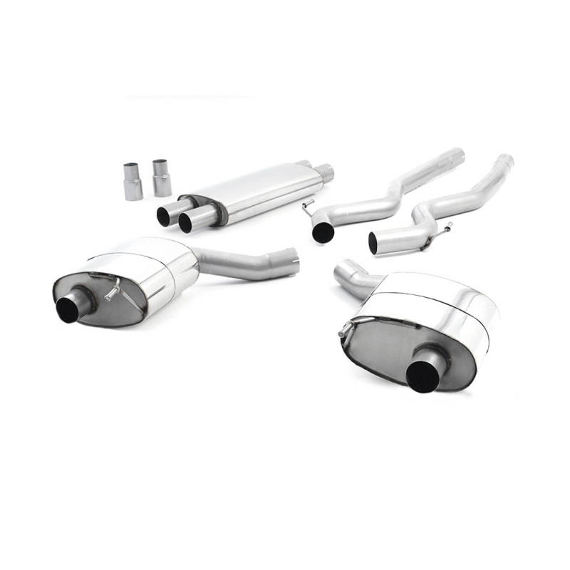 Cat-back Milltek Ford Mustang MK6 GT 2015-2018 - Homologado ECE - Con silenciador primario - salidas Dual GT100 Titanio azulado