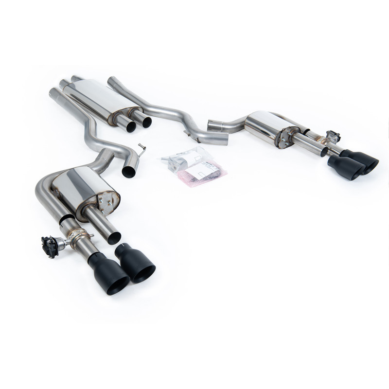 Cat-Back Milltek Ford Mustang MK7 2.3 EcoBoost 2024-2025 - With primary muffler - Quad GT100 Black Cerakote Tips