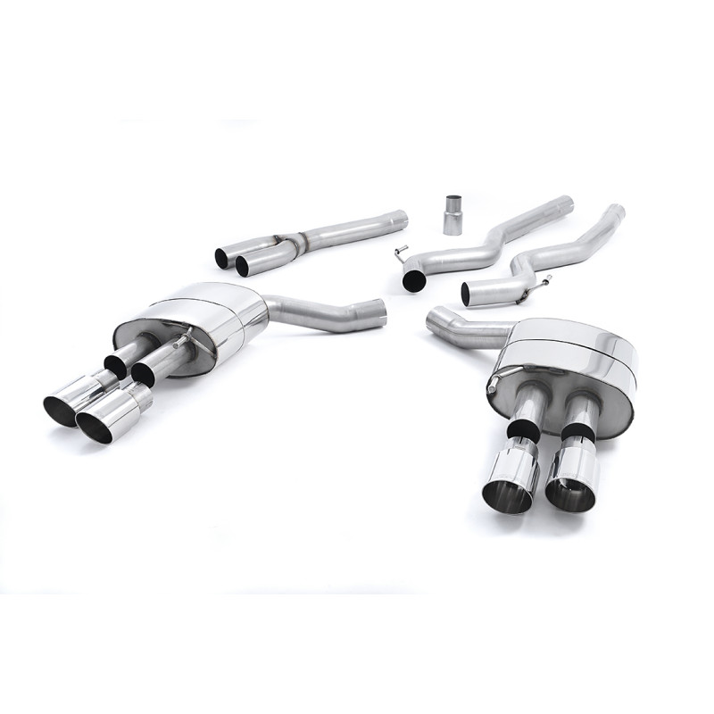 Scarico cat-back Milltek Ford Mustang MK6 2.3 EcoBoost 2015-2018 - Senza silenziatore primario - terminali Quad GT90 Lucidati