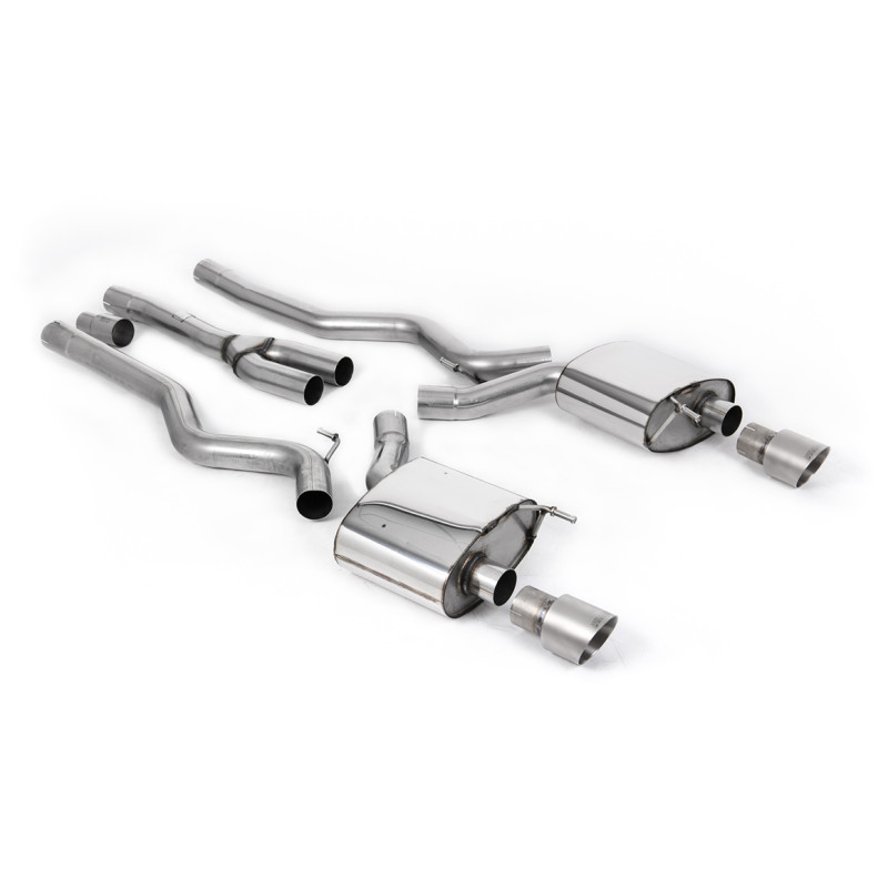 Catback Milltek Ford Mustang MK6 2015-2018, Mustang MK7 2024-2025 - Sans silencieux primaire - sorties Dual GT100 Titane