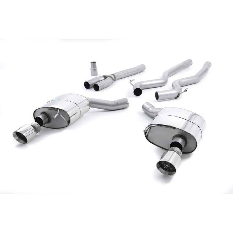 Catback Milltek Ford Mustang MK6 2015-2018, Mustang MK7 2024-2025 - Sans silencieux primaire - sorties Dual GT100 Polies