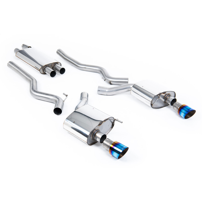 Cat-Back Milltek Ford Mustang MK6, Mustang MK7 - ECE Homologated - With Primary Muffler - Dual GT100 Blued Titanium