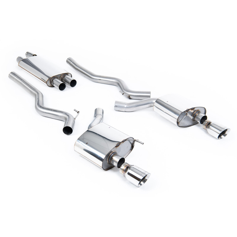 Scarico cat-back Milltek Ford Mustang MK6, Mustang MK7 - Omologato ECE - Con silenziatore primario - terminali Dual GT100 lucida