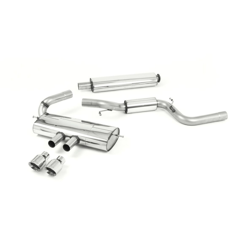 Cat-Back-Anlage Milltek Ford Focus MK3 ST - ECE - mit Vorschalldämpfer, Resonator + Endschalldämpfer - Dual-Endrohre GT100 polie