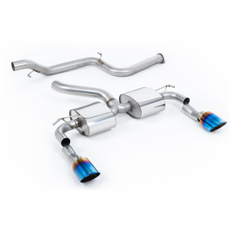 Cat-back Milltek Ford Focus MK2 RS 2.5T 305CV 2009-2010 - non risonato - terminali Dual GT115 titanio blu