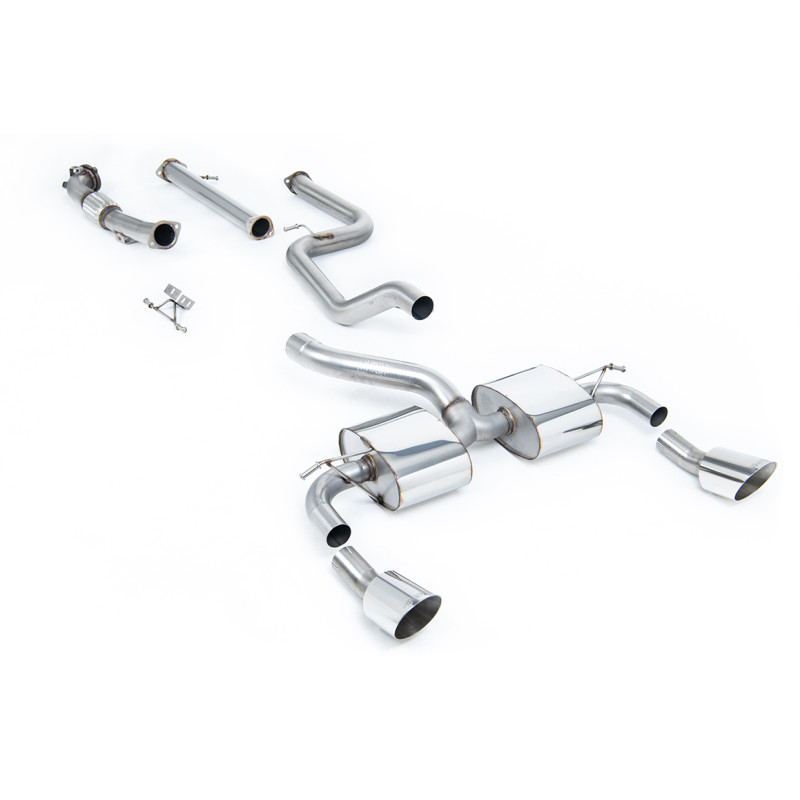 Impianto completo Milltek Ford Focus MK2 RS 2.5T 305 CV 2009-2010 - con downpipe con tubo decat e senza risonatore - terminali d