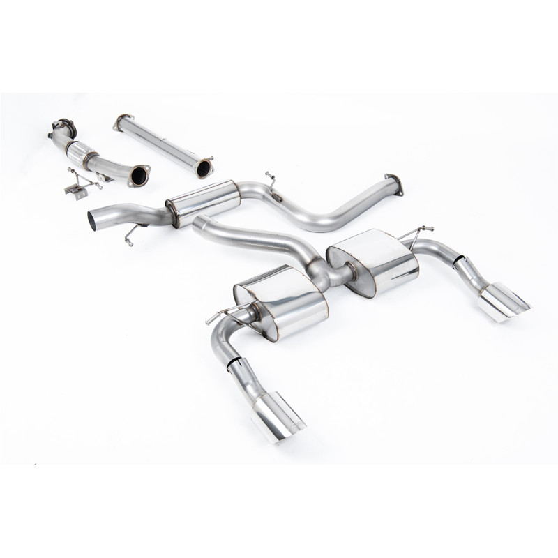 Full exhaust Milltek Ford Focus MK2 RS 2.5T 305hp 2009-2010 - with decat downpipe and resonated - Dual GT115 DTM tips