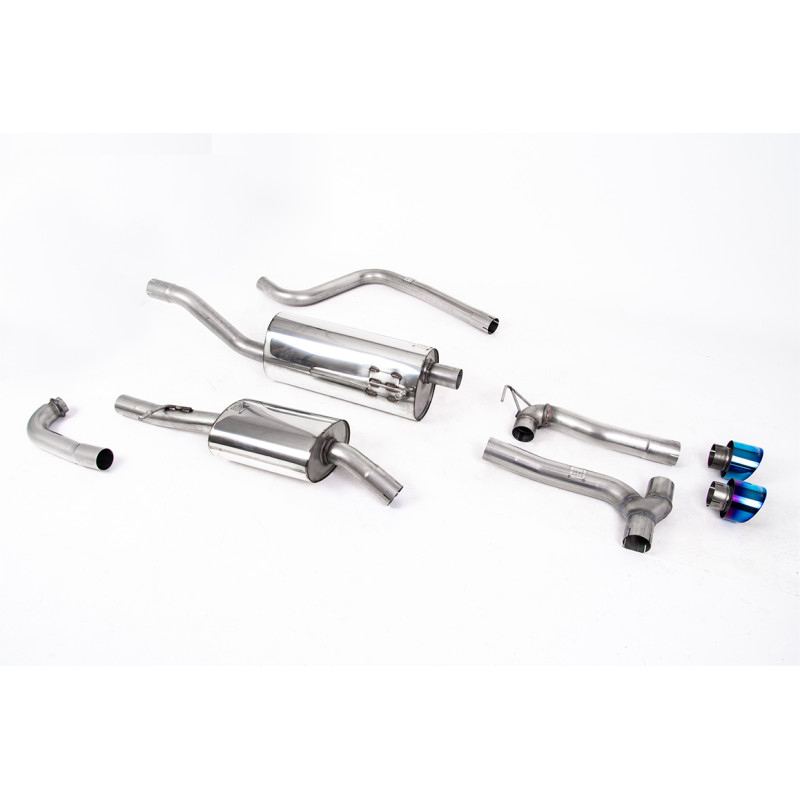 Catback Milltek Ford Fiesta MK8 2017-2019 - Avec silencieux primaire et avec silencieux AR - sortie Dual GT100 Titane bleui