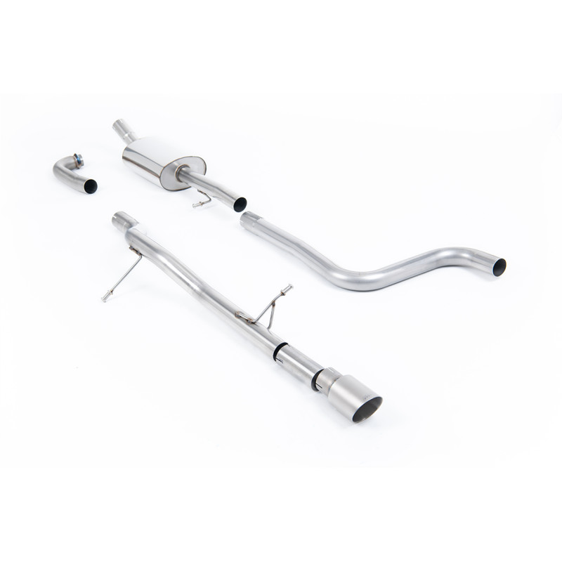 Cat-back Milltek Ford Fiesta MK8 2017-2019 - Con silenciador primario y sin silenciador trasero - salida GT90 Titanio