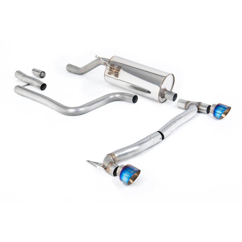 FAP Back Milltek Ford Fiesta MK8 2020-2025 - Sans silencieux primaire et avec silencieux AR - sortie Dual GT100 Titane bleui